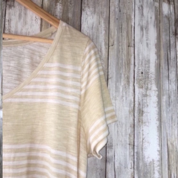 Lane Bryant Beige Striped Tee - Picture 2 of 4